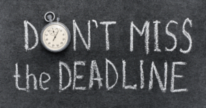don't miss the deadline message on board