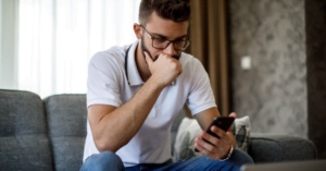 contemplating a phone call