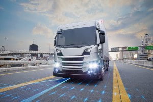 driverless truck scanning road