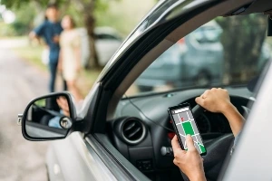 Looking at GPS while driving