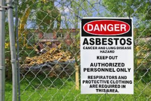 asbestos sign on fence