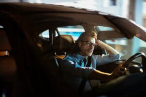 driver with eyes almost closing