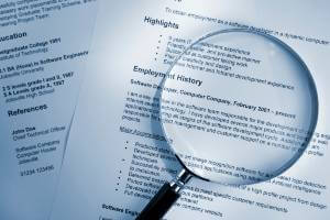 resume showing employment history