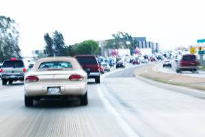 daytime traffic on interstate highway