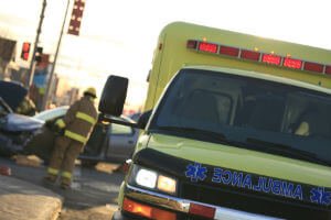ambulance stopped by car accident